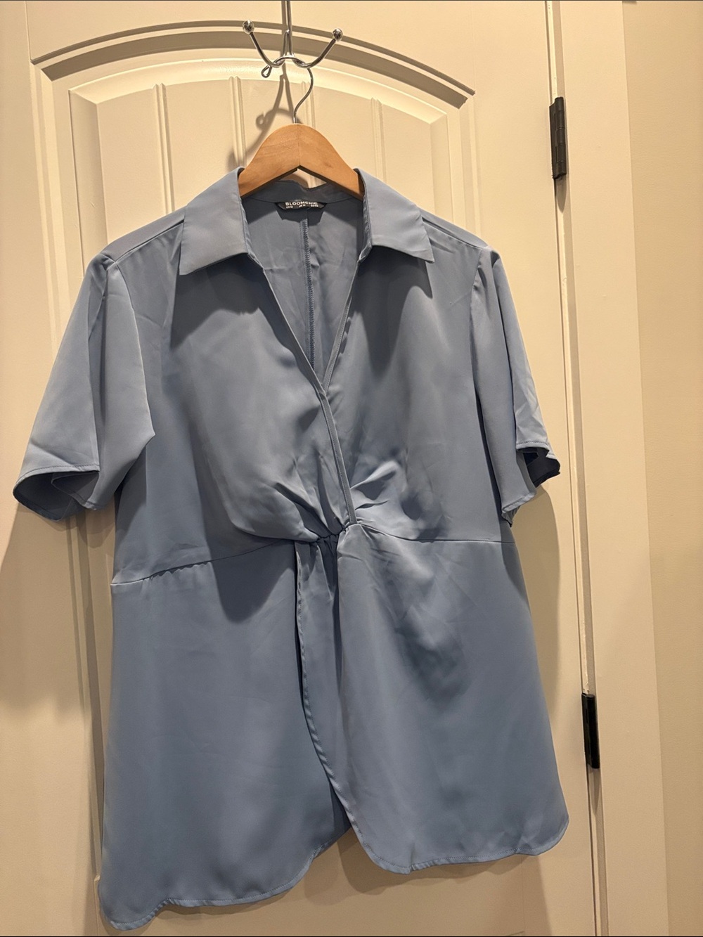 Light Blue Short-Sleeve Blouse